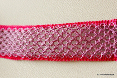 Fuchsia Pink And Purple Thread Lace Trim, 40mm wide
